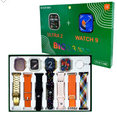 Juego de 2 Smart watch ultra 2 y watch 9 big 2.3 infinite display con set 11 en 1 de correas intercambiables y case / i50 suit max
