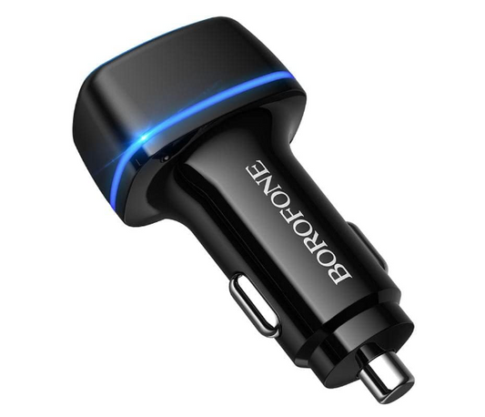 BOROFONE BZ14 Max dual port ambient light car charger set Micro - Black