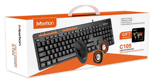 Kit Office Teclado Mouse Speakers Pad Meetion C105