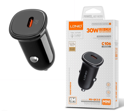 Cargador USB-C de 30W para Auto o Camión (PD+PPS) LDNIO C106