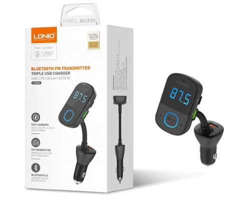 CARGADOR DE CARRO TRANSMISOR DE BLUETOOTH Y LDNIO C705Q