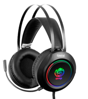 AURICULAR CYBERTEL GAMING, CON MICROFONO,CONEXION A USB 5.1, CONTROL DE VOLUMEN, LUZ LED RGB, ALMOHADILLAS SUAVES, COLOR NEGRO (CYB HG518U)