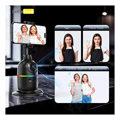 Gimbal Celular P03 Seguimiento Automático 360° Sin App Live Negro