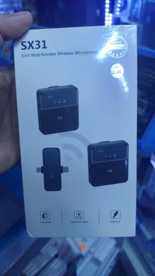 Micrófono Inalámbrico Solapa Tipo C y Lightning SX31 Doble Audio Para Smartphone