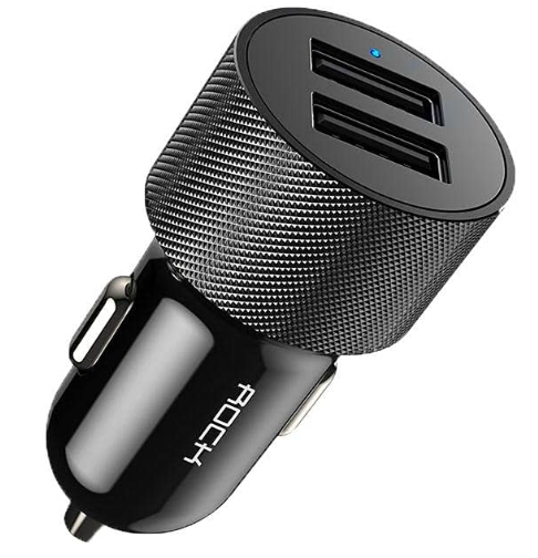ROCK H3 Portable Double USB Ports Car Charger 5V 2.4A